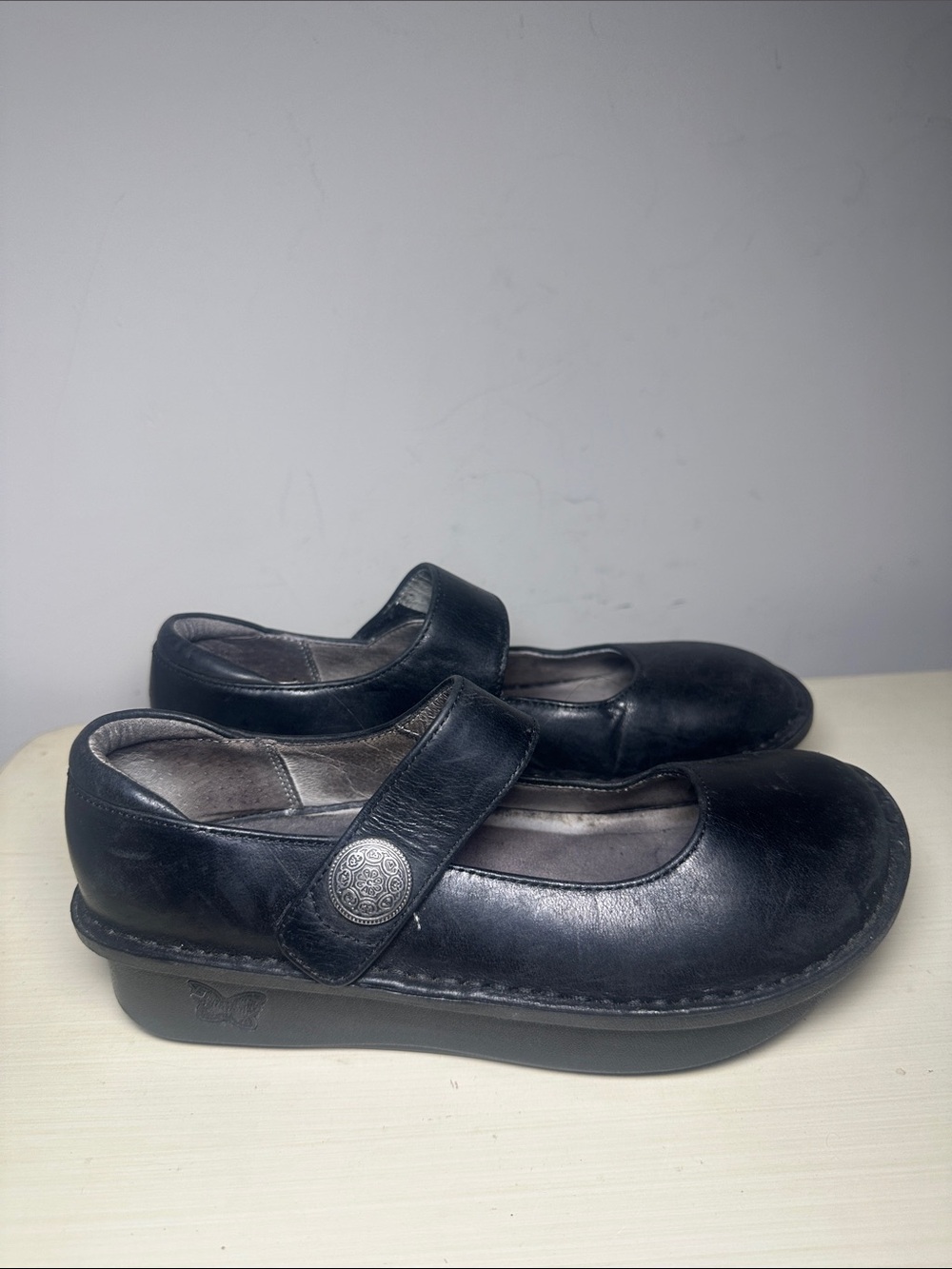 Alegria Black leather Mary Jane Comfort clog Shoes
